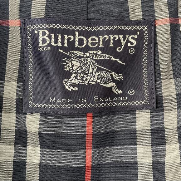 Vintage Burberry Navy Blue Belted Trench Coat Single Breasted 14L - Picture 8 of 16